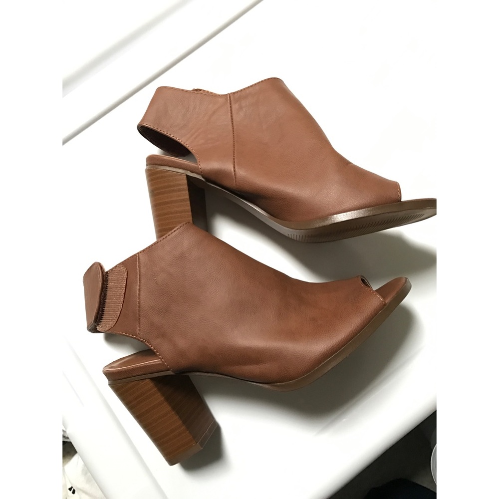 Brown Open-Toed Booties